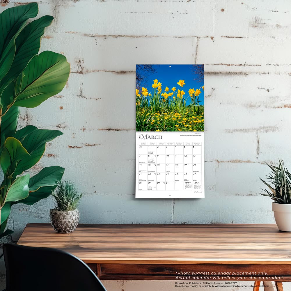 Wildflowers | 2027 7 x 14 Inch (Hanging) Monthly Mini Wall Calendar