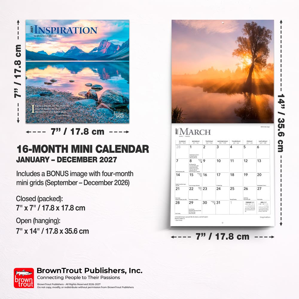 Inspiration | 2027 7 x 14 Inch (Hanging) Monthly Mini Wall Calendar
