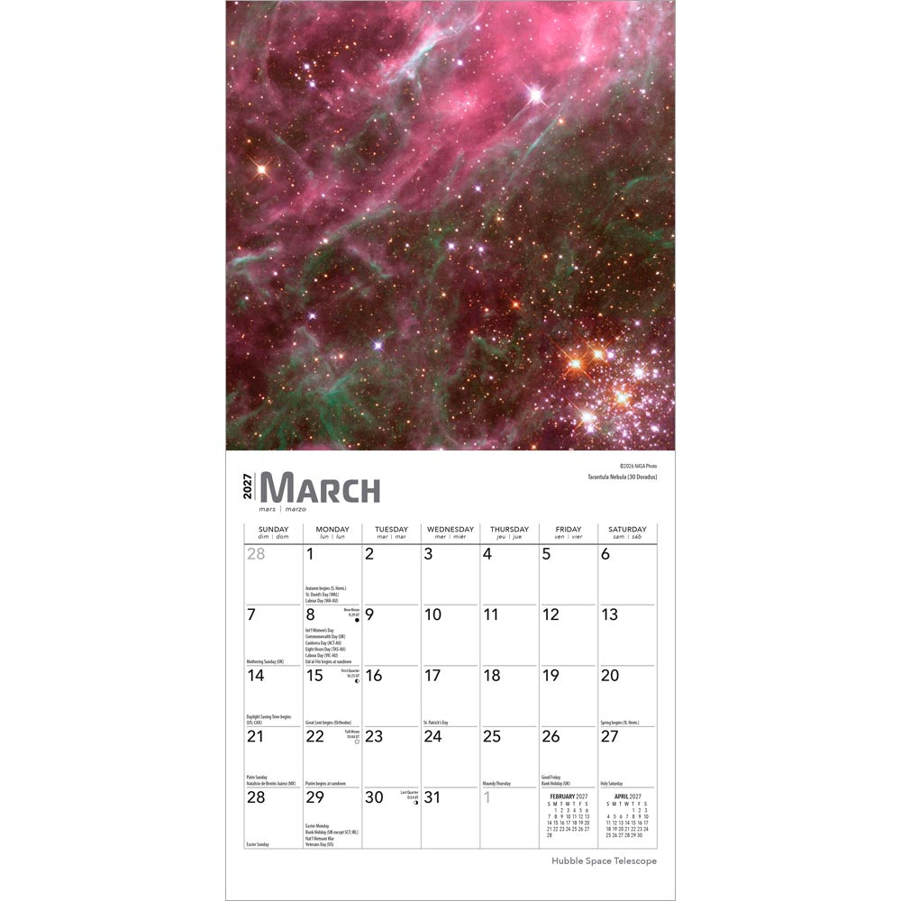 Hubble Space Telescope | 2027 7 x 14 Inch (Hanging) Monthly Mini Wall Calendar