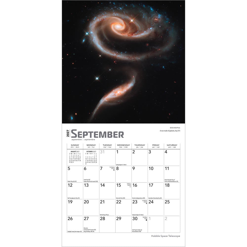 Hubble Space Telescope | 2027 7 x 14 Inch (Hanging) Monthly Mini Wall Calendar