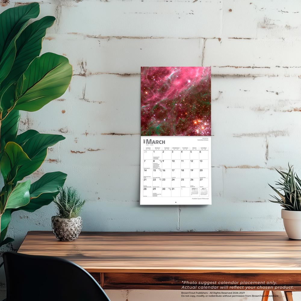 Hubble Space Telescope | 2027 7 x 14 Inch (Hanging) Monthly Mini Wall Calendar
