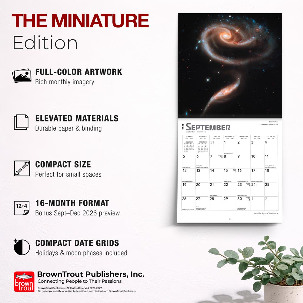 Hubble Space Telescope | 2027 7 x 14 Inch (Hanging) Monthly Mini Wall Calendar