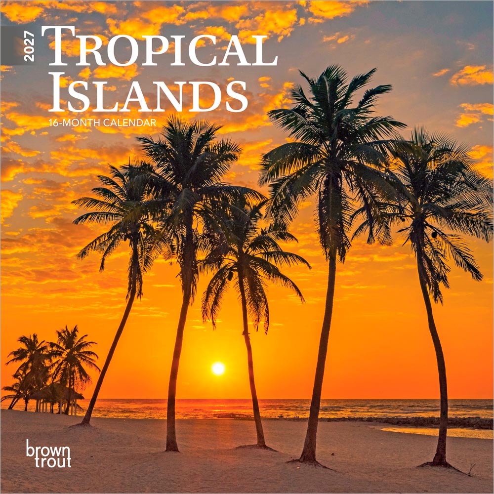 Tropical Islands | 2027 7 x 14 Inch (Hanging) Monthly Mini Wall Calendar