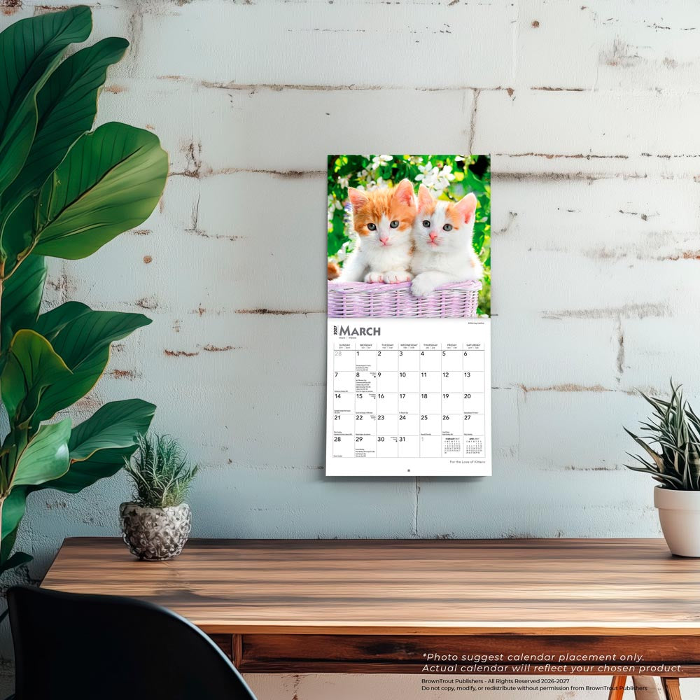 For the Love of Kittens | 2027 7 x 14 Inch (Hanging) Monthly Mini Wall Calendar