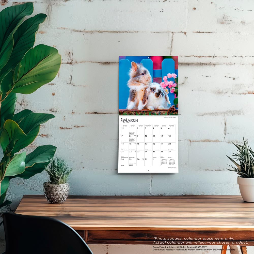 Honey Bunny | 2027 7 x 14 Inch (Hanging) Monthly Mini Wall Calendar