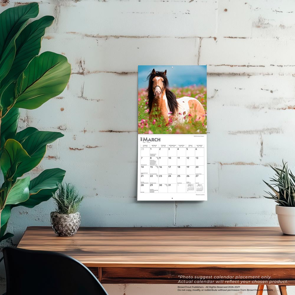Horse Lovers | 2027 7 x 14 Inch (Hanging) Monthly Mini Wall Calendar