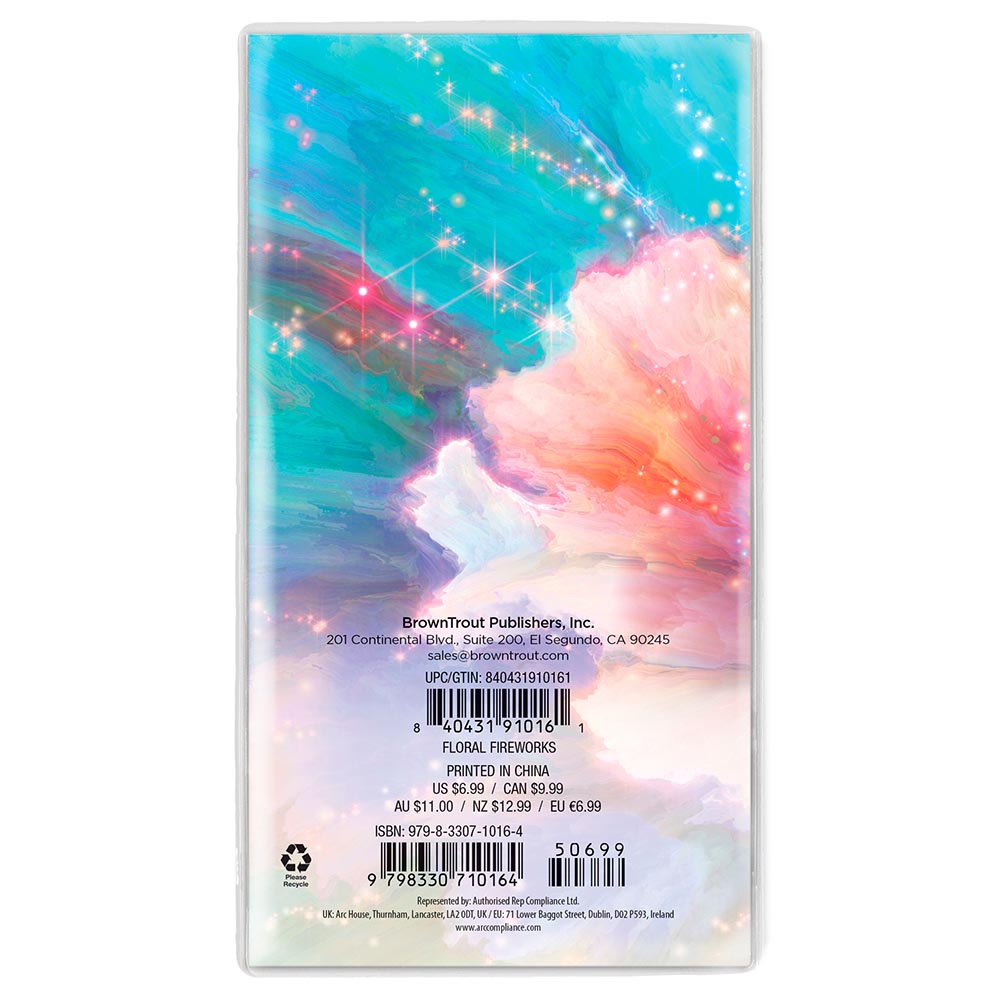 Floral Fireworks | 2027-2028 3.5 x 6.5 Inch Two Year Monthly Pocket Planner Calendar | Foil Stamped Cover