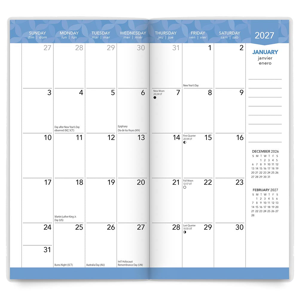 Floral Fireworks | 2027-2028 3.5 x 6.5 Inch Two Year Monthly Pocket Planner Calendar | Foil Stamped Cover