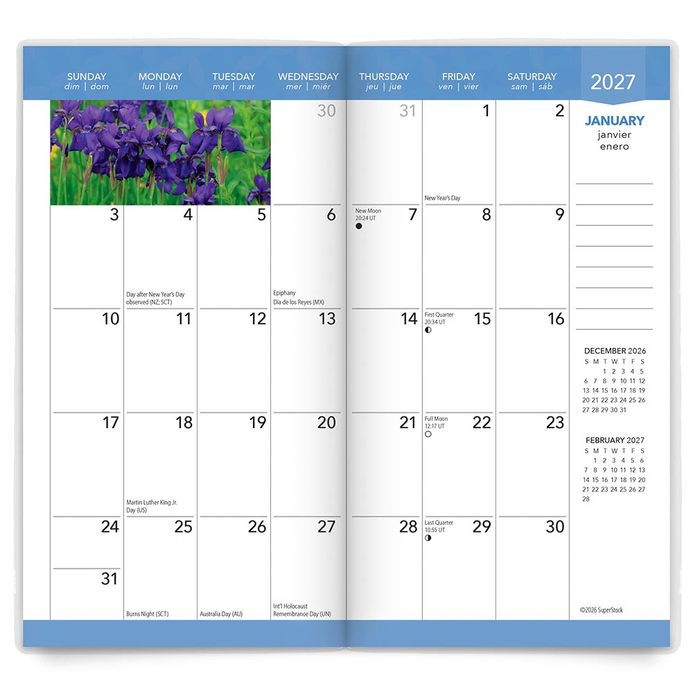 In the Garden | 2027-2028 3.5 x 6.5 Inch Two Year Monthly Pocket Planner Calendar
