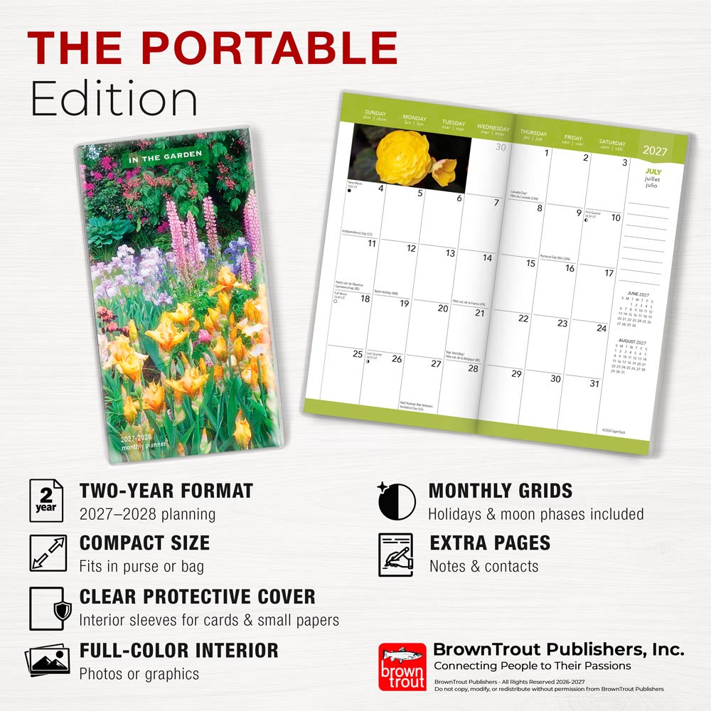 In the Garden | 2027-2028 3.5 x 6.5 Inch Two Year Monthly Pocket Planner Calendar