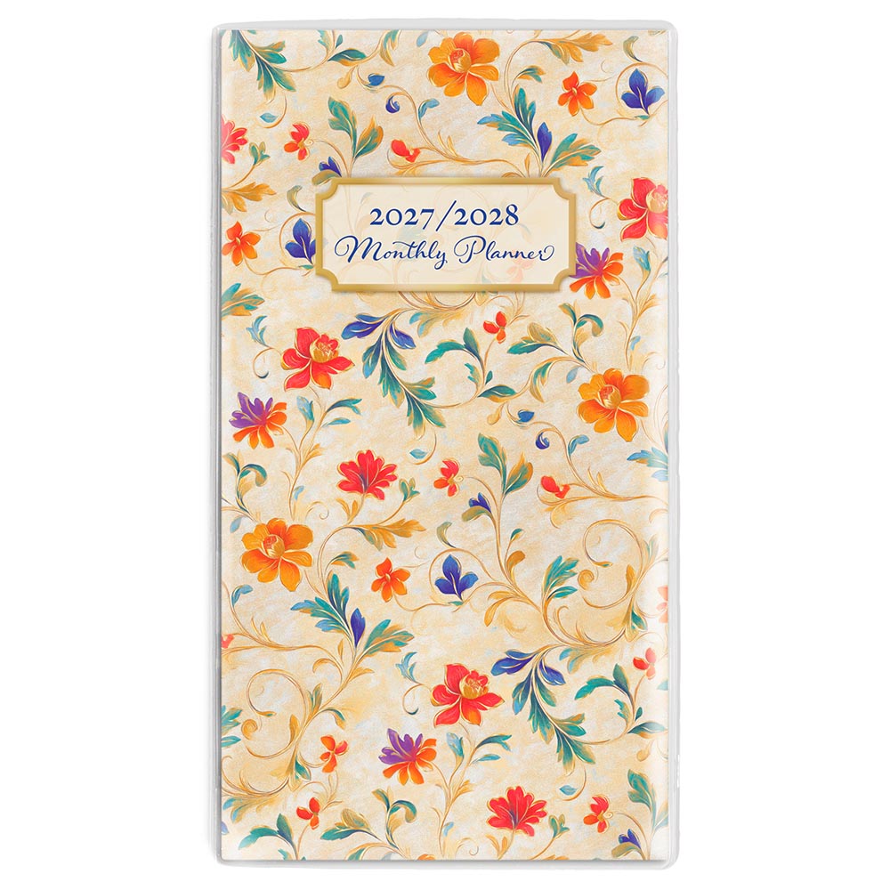 Tuscan Delight | 2027-2028 3.5 x 6.5 Inch Two Year Monthly Pocket Planner Calendar | Foil Stamped Cover
