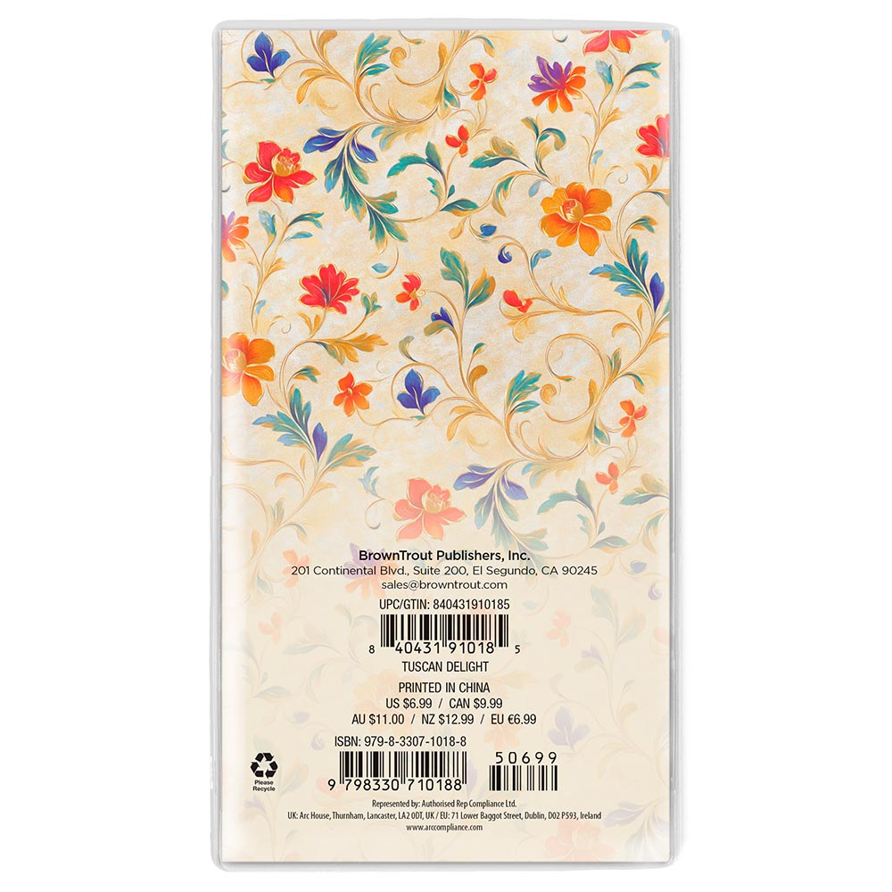Tuscan Delight | 2027-2028 3.5 x 6.5 Inch Two Year Monthly Pocket Planner Calendar | Foil Stamped Cover
