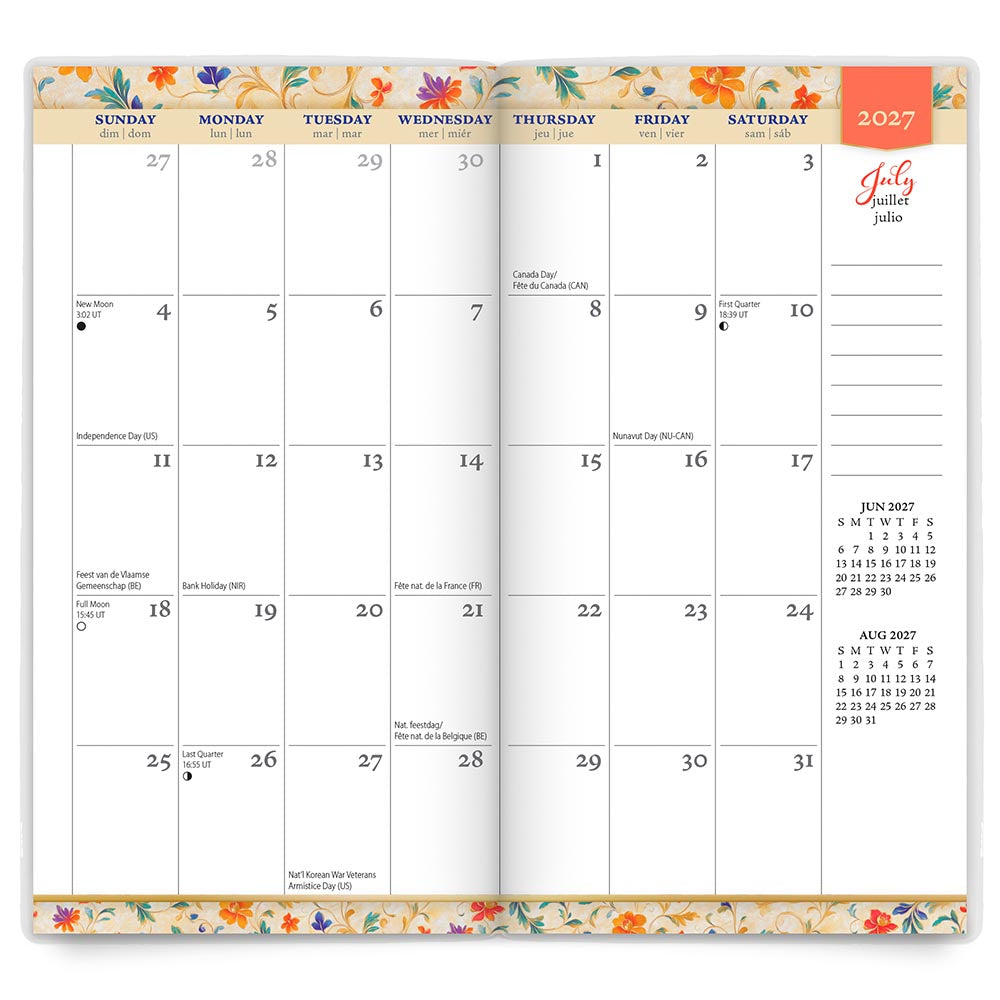 Tuscan Delight | 2027-2028 3.5 x 6.5 Inch Two Year Monthly Pocket Planner Calendar | Foil Stamped Cover