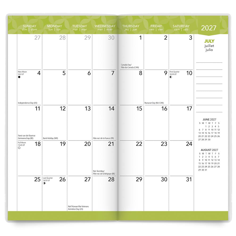 Vintage Blooms | 2027-2028 3.5 x 6.5 Inch Two Year Monthly Pocket Planner Calendar | Foil Stamped Cover