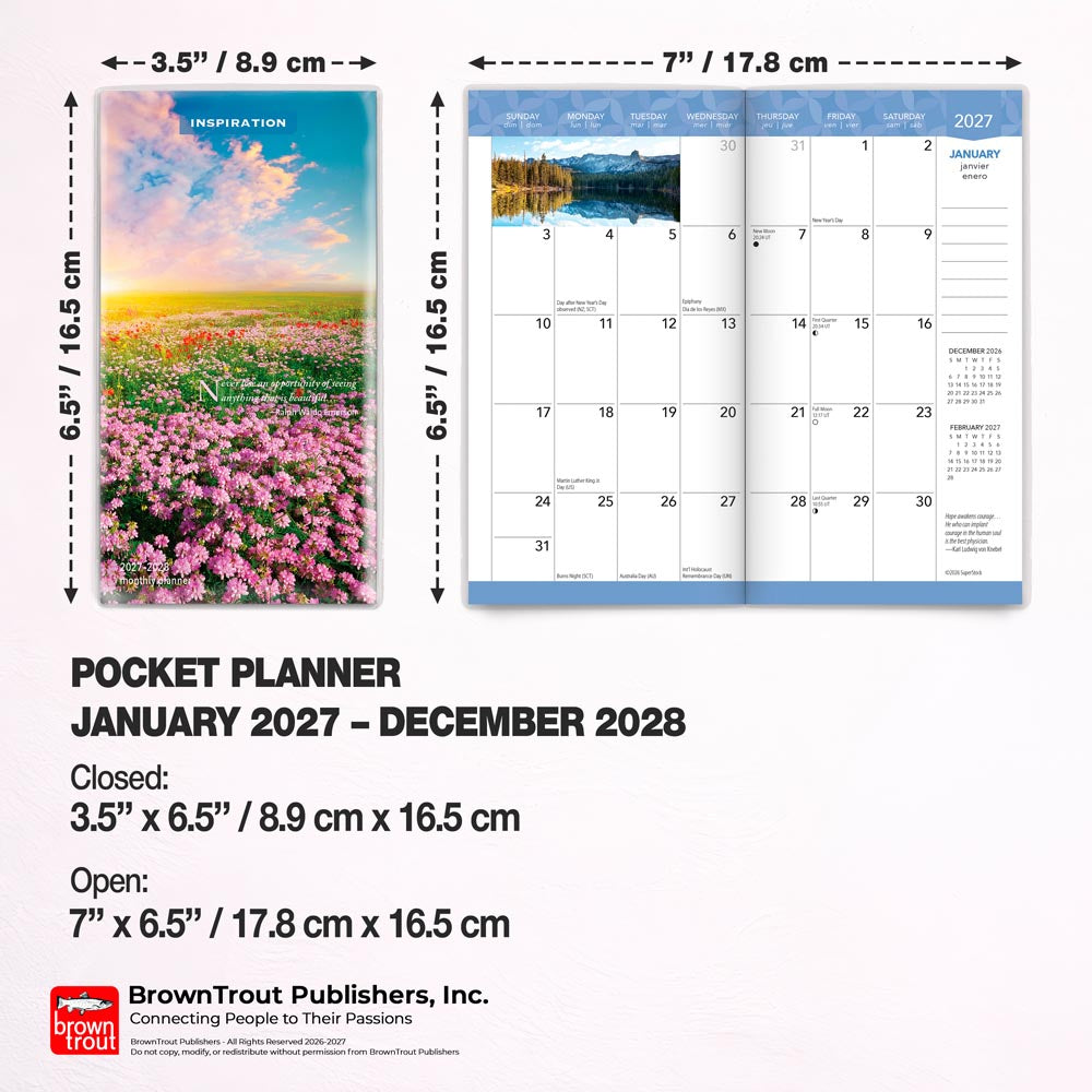 Inspiration | 2027-2028 3.5 x 6.5 Inch Two Year Monthly Pocket Planner Calendar