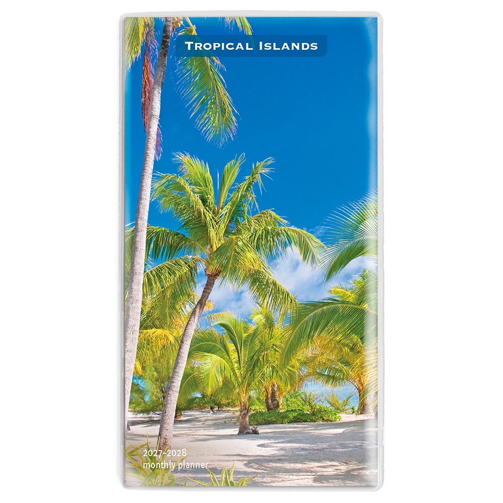 Tropical Islands | 2027-2028 3.5 x 6.5 Inch Two Year Monthly Pocket Planner Calendar