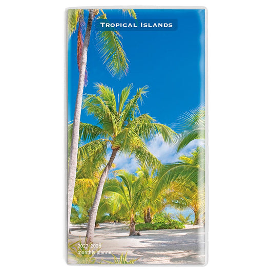 Tropical Islands | 2027-2028 3.5 x 6.5 Inch Two Year Monthly Pocket Planner Calendar