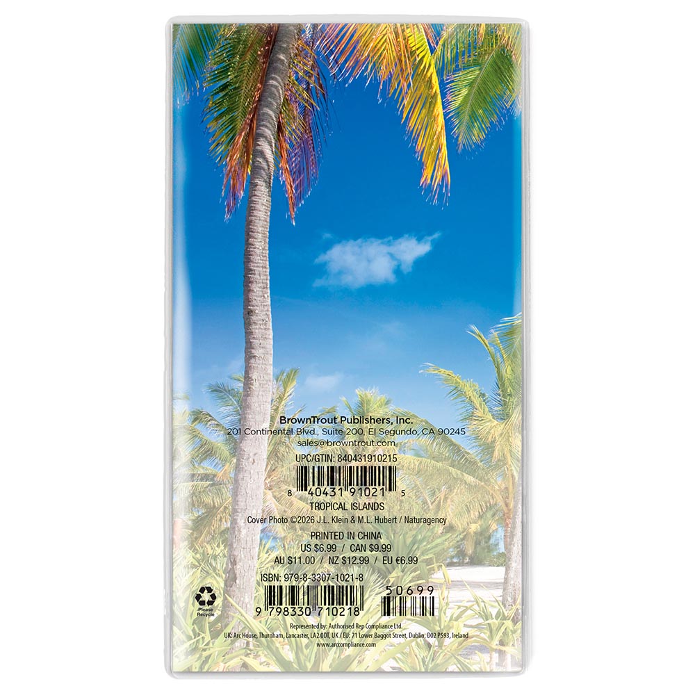 Tropical Islands | 2027-2028 3.5 x 6.5 Inch Two Year Monthly Pocket Planner Calendar