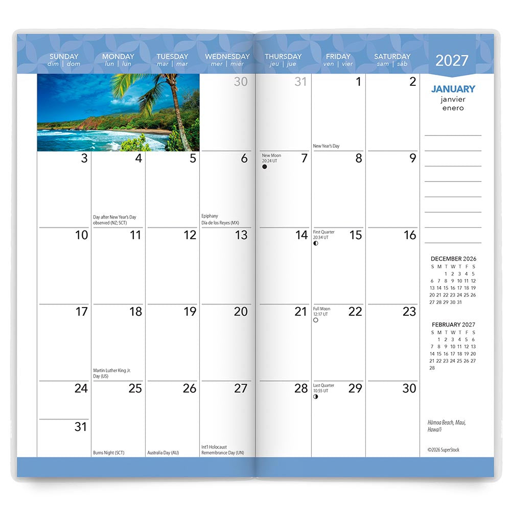 Tropical Islands | 2027-2028 3.5 x 6.5 Inch Two Year Monthly Pocket Planner Calendar