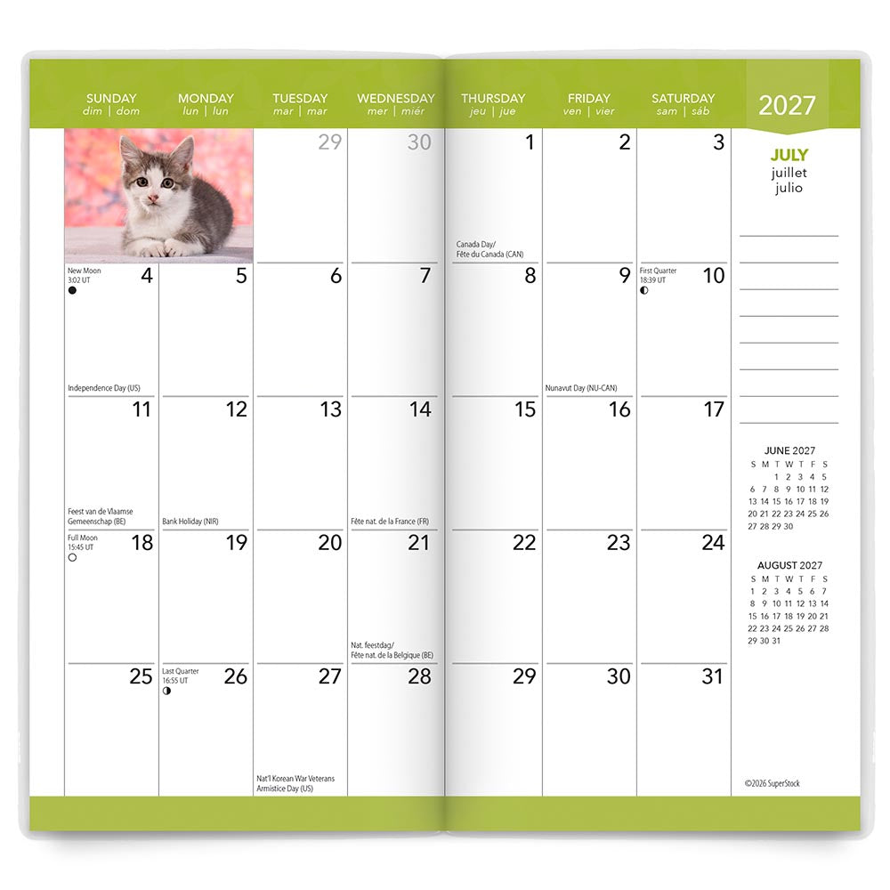 Kitten Cuddles | 2027-2028 3.5 x 6.5 Inch Two Year Monthly Pocket Planner Calendar