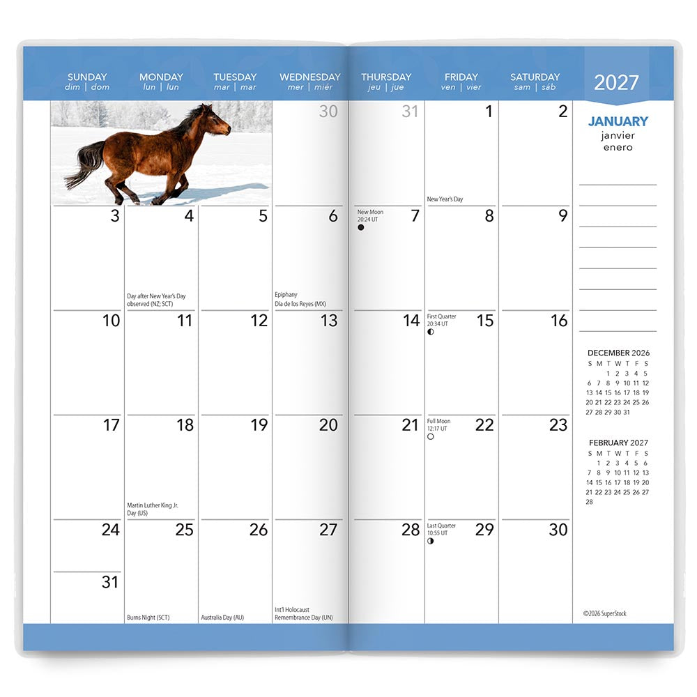Horse Lovers | 2027-2028 3.5 x 6.5 Inch Two Year Monthly Pocket Planner Calendar