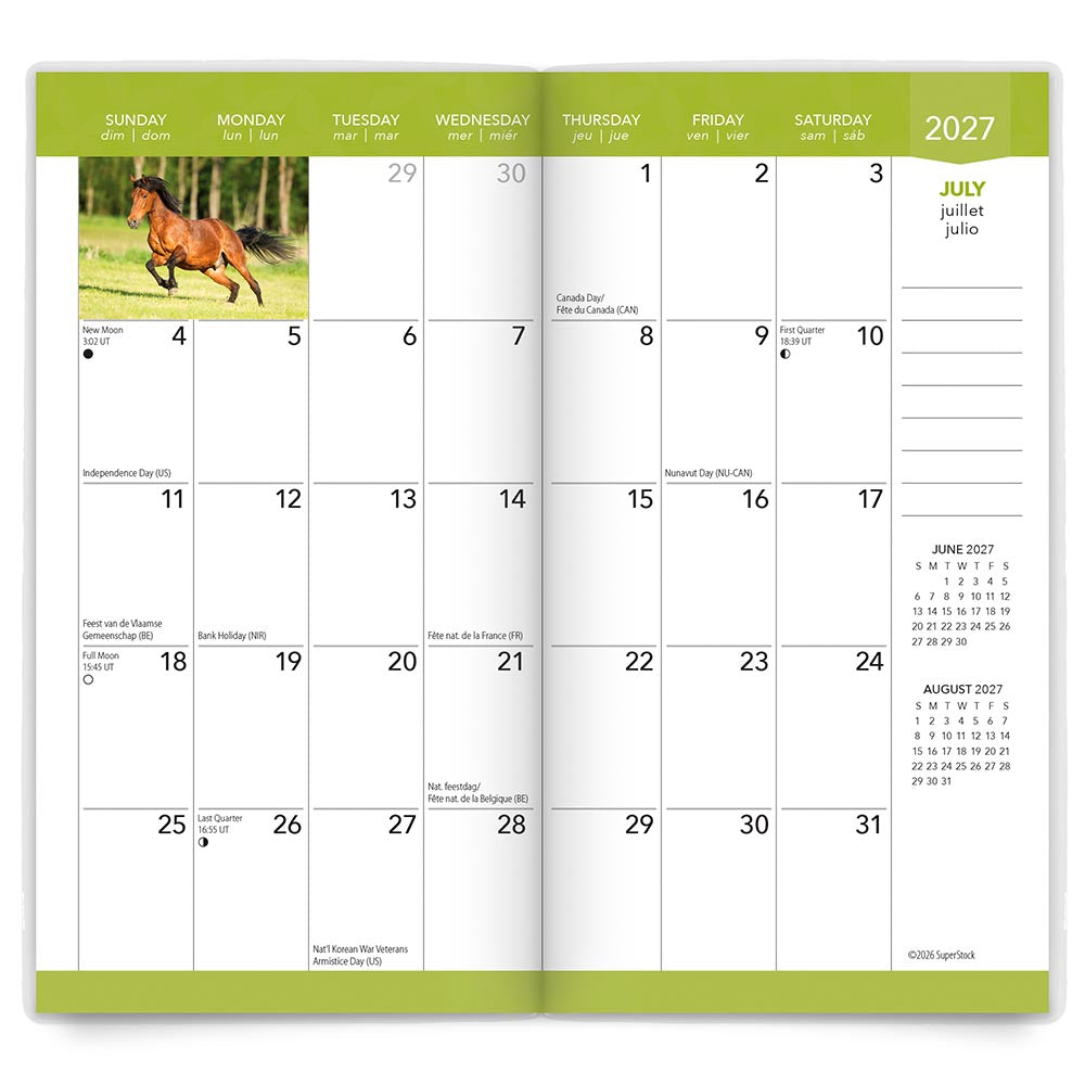 Horse Lovers | 2027-2028 3.5 x 6.5 Inch Two Year Monthly Pocket Planner Calendar