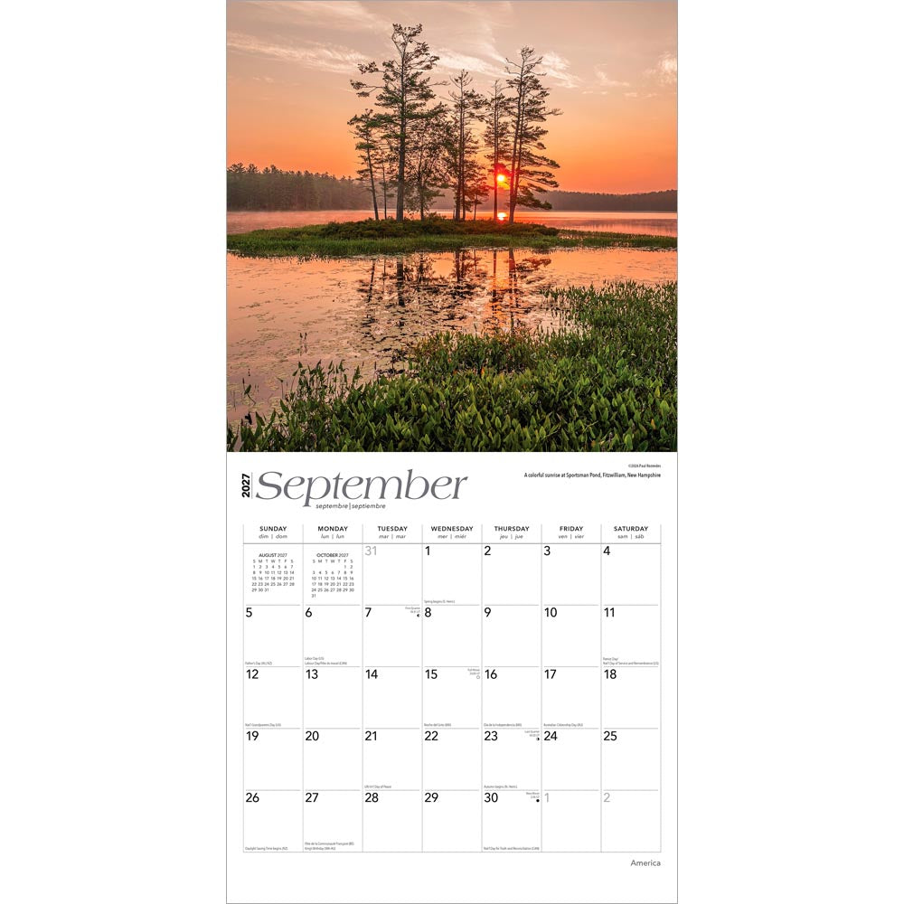 America | 2027 12 x 24 Inch (Hanging) Monthly Square Wall Calendar | Foil Stamped Cover