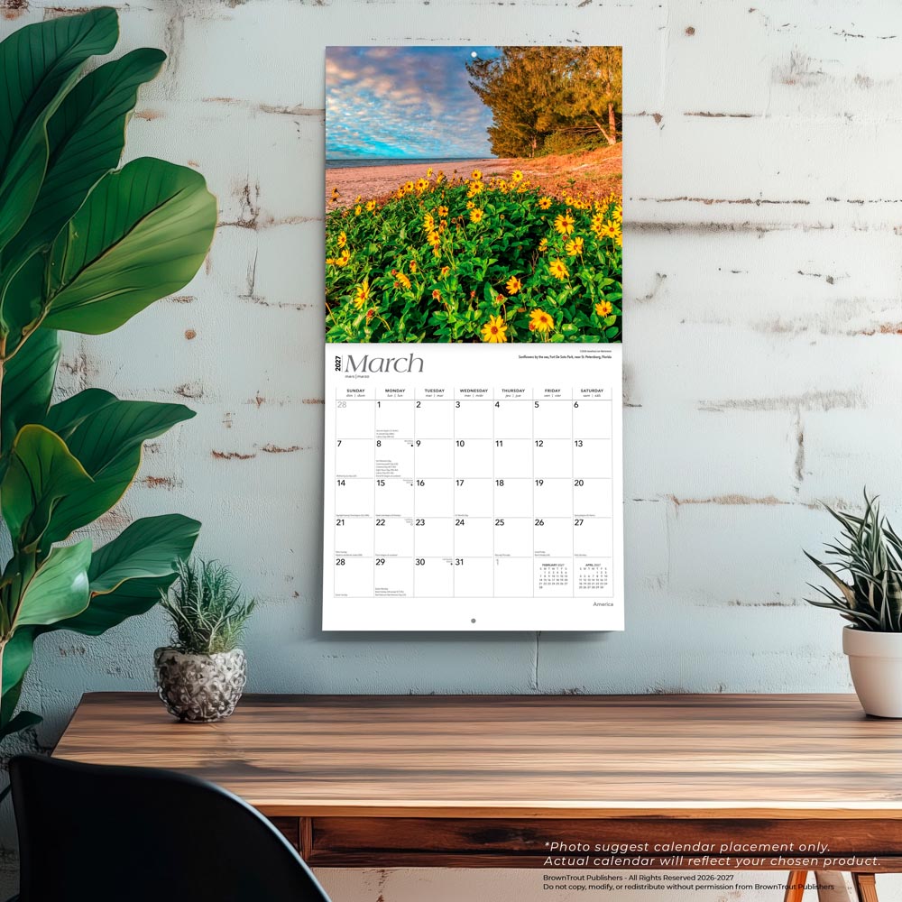 America | 2027 12 x 24 Inch (Hanging) Monthly Square Wall Calendar | Foil Stamped Cover