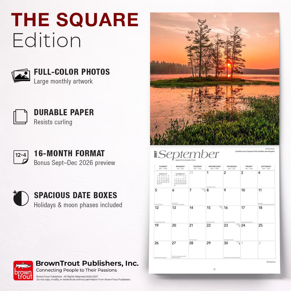 America | 2027 12 x 24 Inch (Hanging) Monthly Square Wall Calendar | Foil Stamped Cover