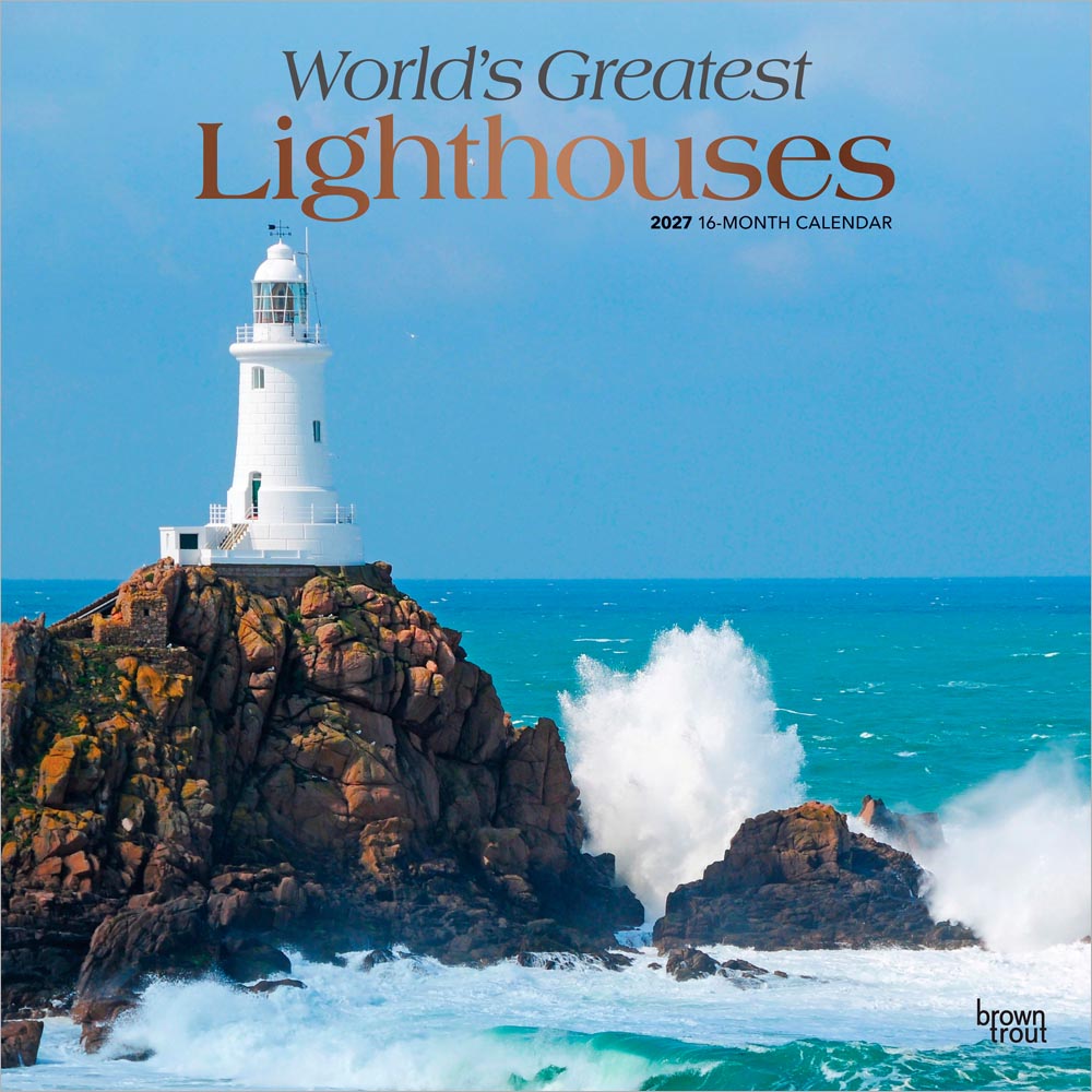 World's Greatest Lighthouses | 2027 12 x 24 Inch (Hanging) Monthly Square Wall Calendar | Foil Stamped Cover