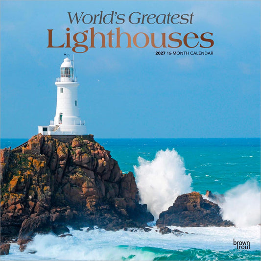 World's Greatest Lighthouses | 2027 12 x 24 Inch (Hanging) Monthly Square Wall Calendar | Foil Stamped Cover
