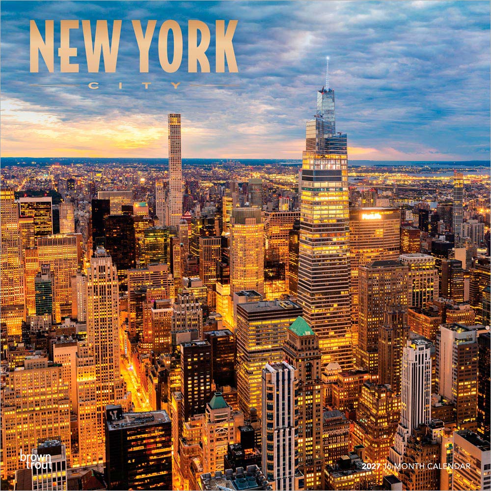 New York City | 2027 12 x 24 Inch (Hanging) Monthly Square Wall Calendar | Foil Stamped Cover