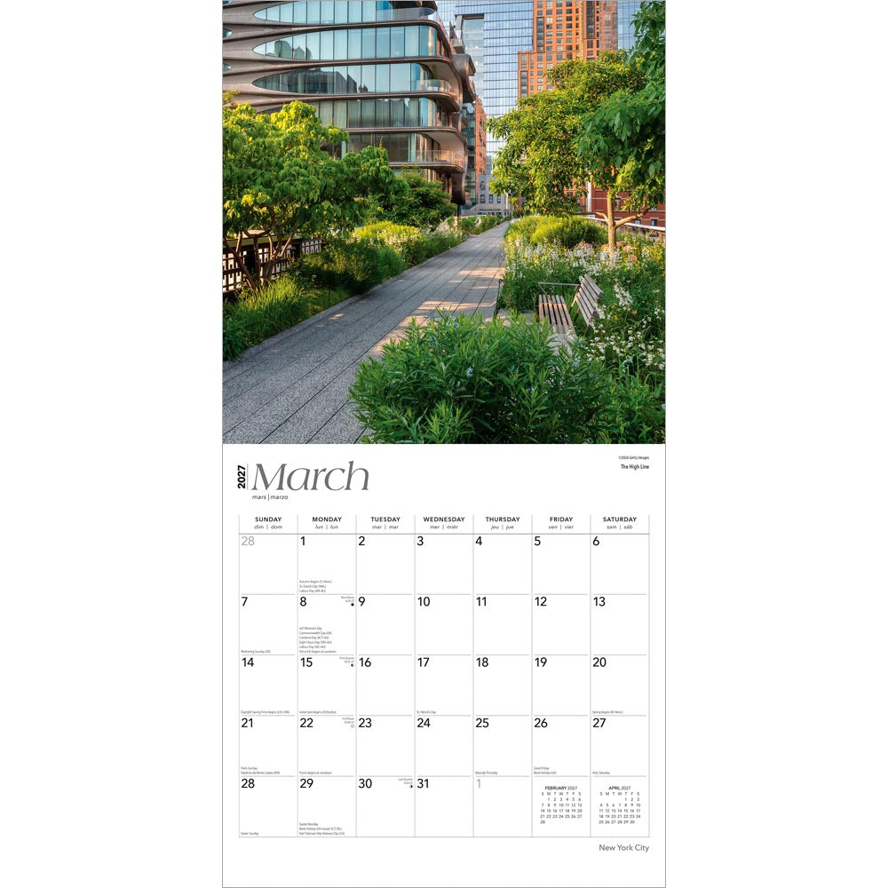New York City | 2027 12 x 24 Inch (Hanging) Monthly Square Wall Calendar | Foil Stamped Cover