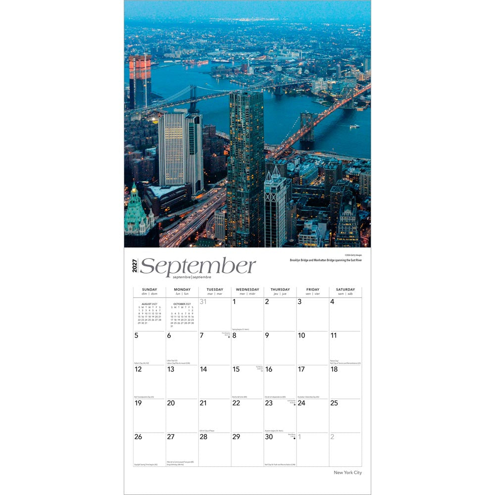 New York City | 2027 12 x 24 Inch (Hanging) Monthly Square Wall Calendar | Foil Stamped Cover