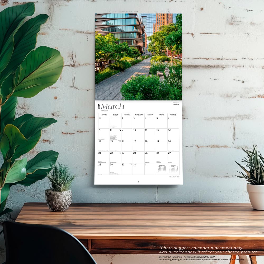 New York City | 2027 12 x 24 Inch (Hanging) Monthly Square Wall Calendar | Foil Stamped Cover