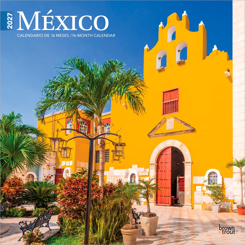 Mexico | 2027 12 x 24 Inch (Hanging) Monthly Square Wall Calendar | English/Spanish Bilingual