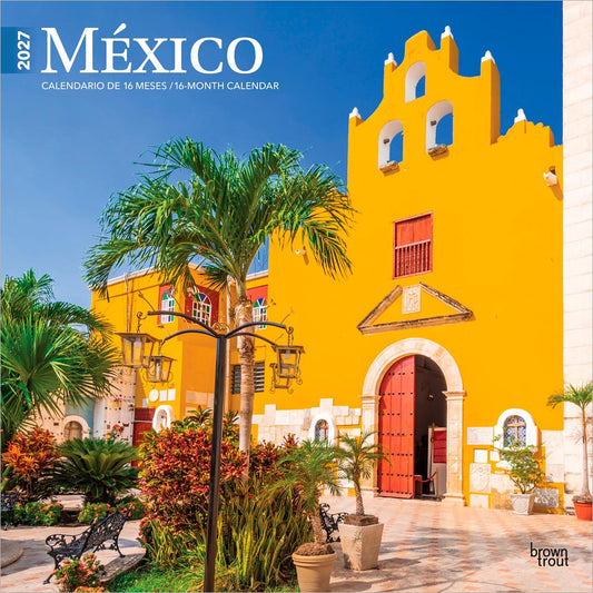 Mexico | 2027 12 x 24 Inch (Hanging) Monthly Square Wall Calendar | English/Spanish Bilingual