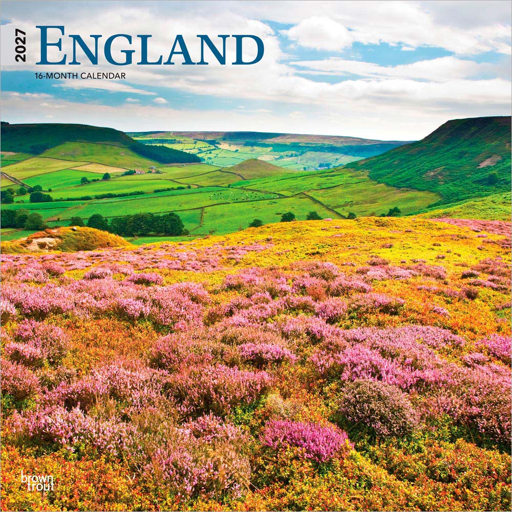 England | 2027 12 x 24 Inch (Hanging) Monthly Square Wall Calendar