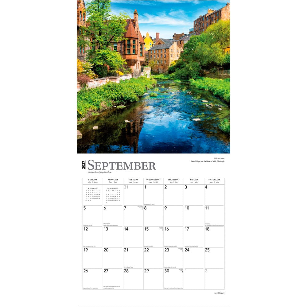 Scotland | 2027 12 x 24 Inch (Hanging) Monthly Square Wall Calendar
