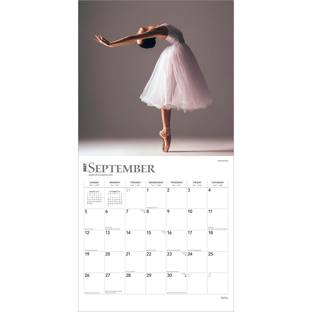 Ballet | 2027 12 x 24 Inch (Hanging) Monthly Square Wall Calendar | Foil Stamped Cover