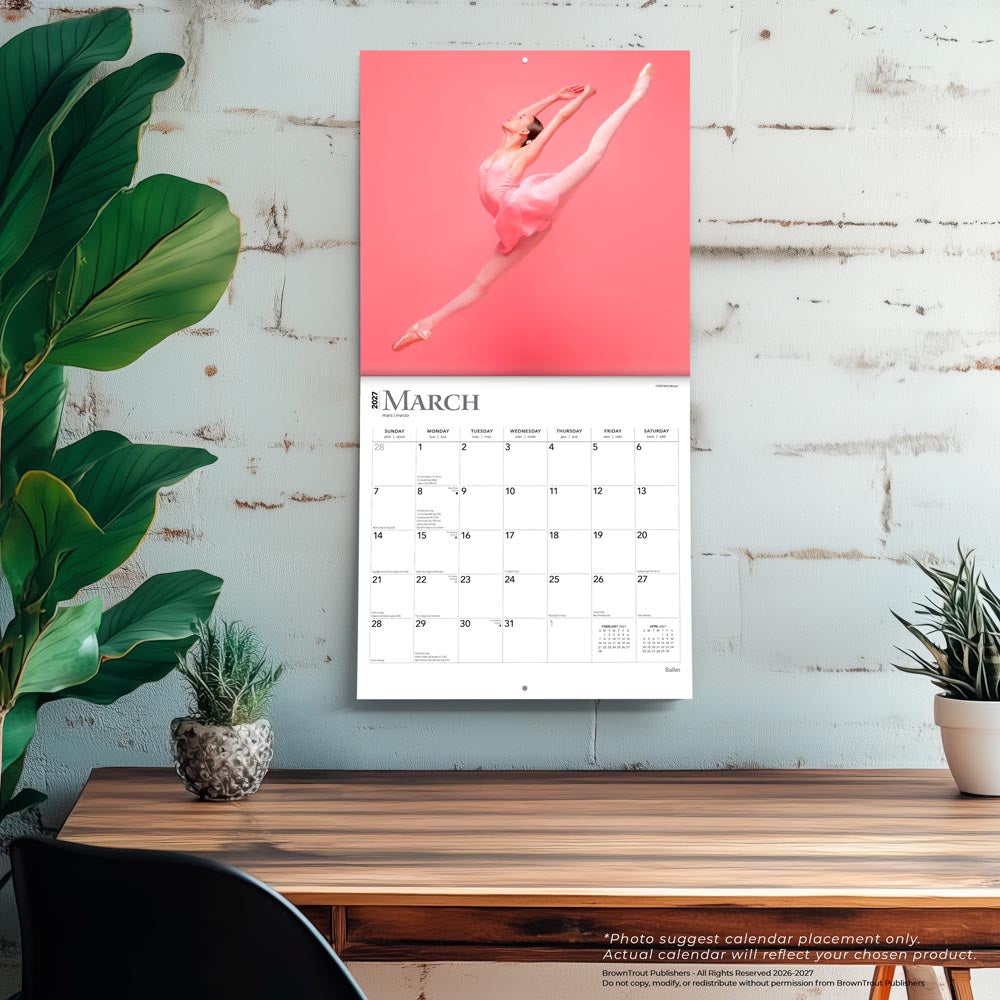Ballet | 2027 12 x 24 Inch (Hanging) Monthly Square Wall Calendar | Foil Stamped Cover