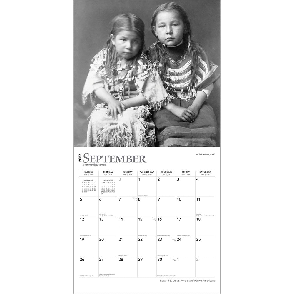 Edward S. Curtis Portraits of Native Americans | 2027 12 x 24 Inch (Hanging) Monthly Square Wall Calendar