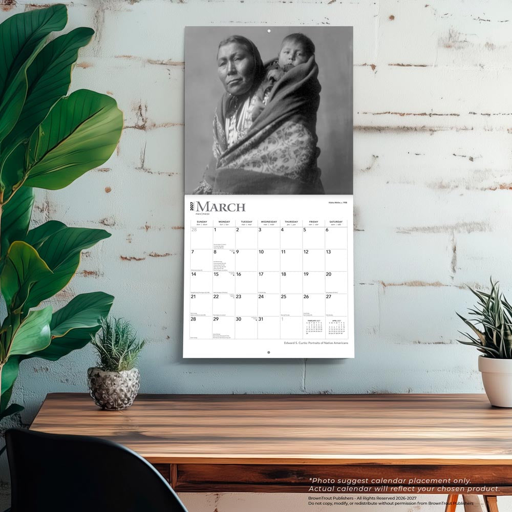 Edward S. Curtis Portraits of Native Americans | 2027 12 x 24 Inch (Hanging) Monthly Square Wall Calendar