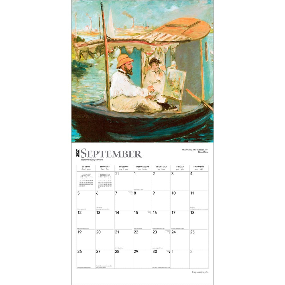 Impressionists | 2027 12 x 24 Inch (Hanging) Monthly Square Wall Calendar