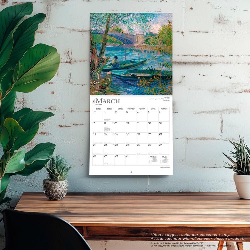Impressionists | 2027 12 x 24 Inch (Hanging) Monthly Square Wall Calendar