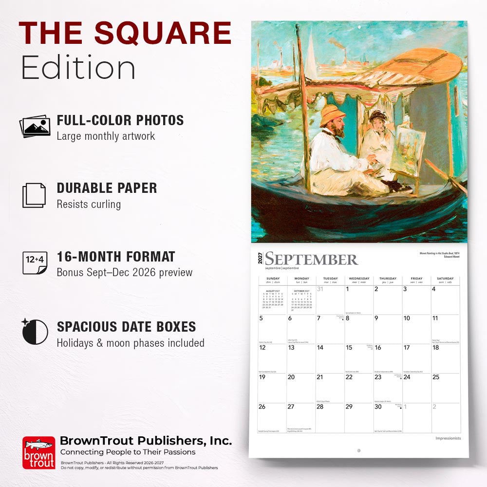 Impressionists | 2027 12 x 24 Inch (Hanging) Monthly Square Wall Calendar
