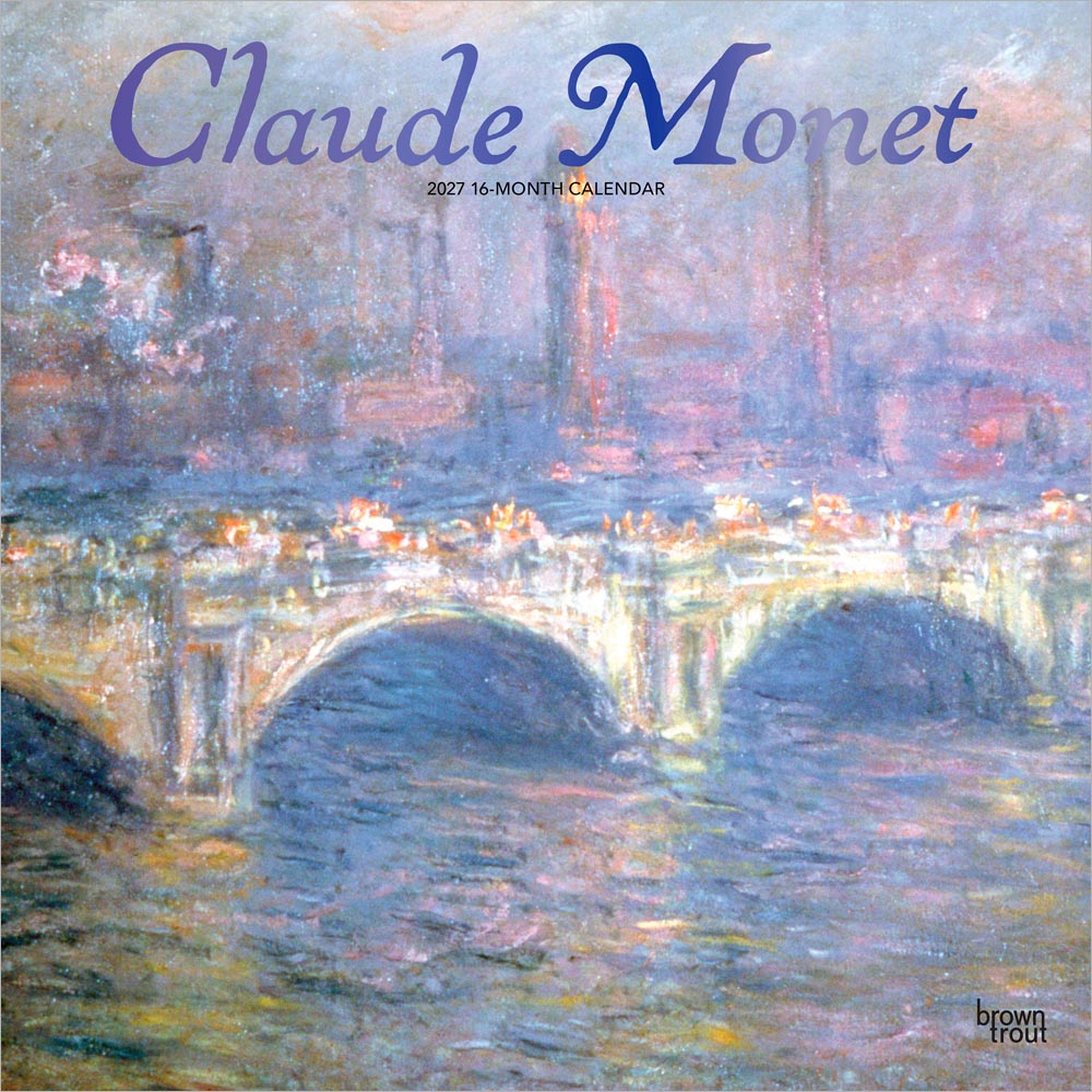 Claude Monet | 2027 12 x 24 Inch (Hanging) Monthly Square Wall Calendar | Foil Stamped Cover