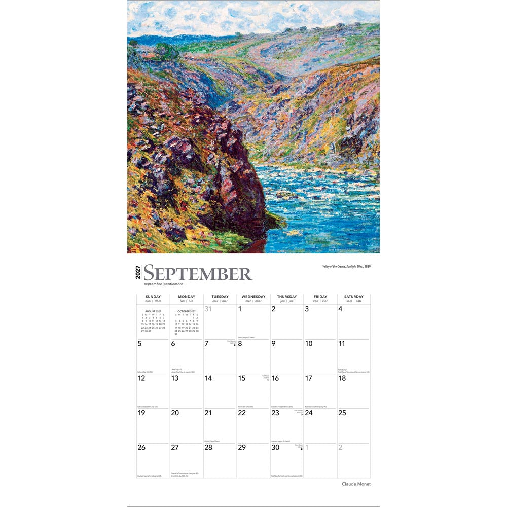 Claude Monet | 2027 12 x 24 Inch (Hanging) Monthly Square Wall Calendar | Foil Stamped Cover