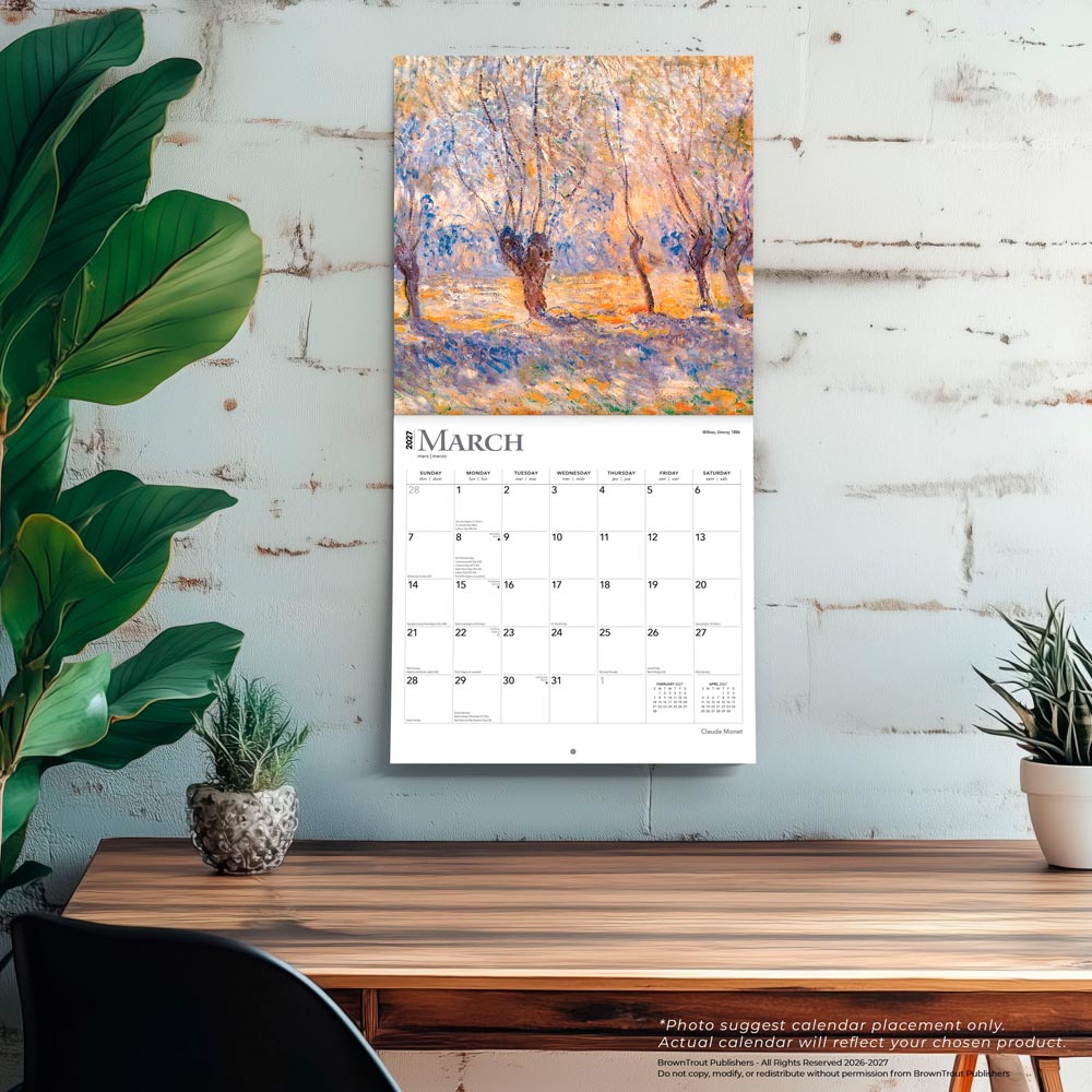 Claude Monet | 2027 12 x 24 Inch (Hanging) Monthly Square Wall Calendar | Foil Stamped Cover