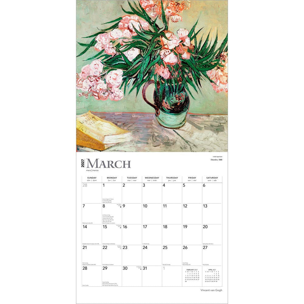 Vincent van Gogh | 2027 12 x 24 Inch (Hanging) Monthly Square Wall Calendar